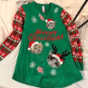 No Boundaries Green Holiday Knit Sweater